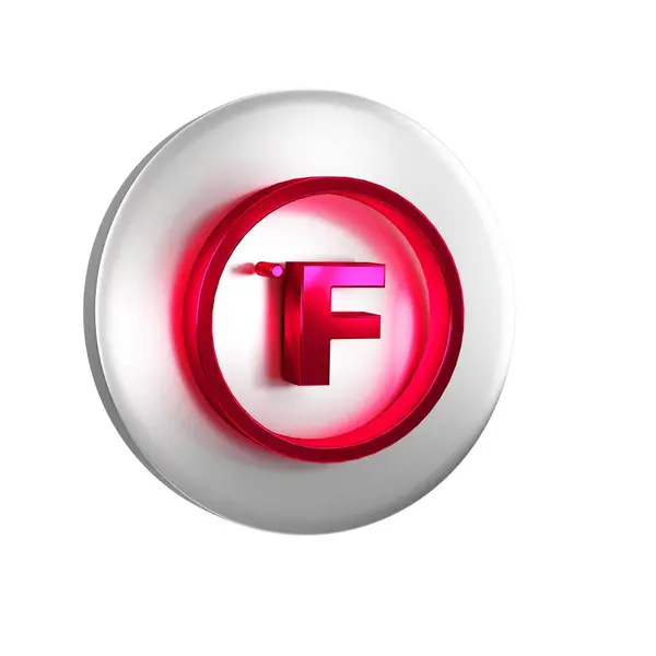 stock image Red Fahrenheit icon isolated on transparent background. Silver circle button..