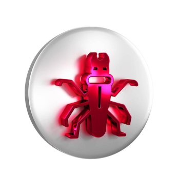 Kırmızı Termit simgesi şeffaf arkaplanda izole edildi. Gümüş daire düğmesi..