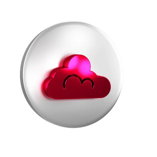 红云天气图标孤立在透明的背景下 银圆按钮 — 图库照片