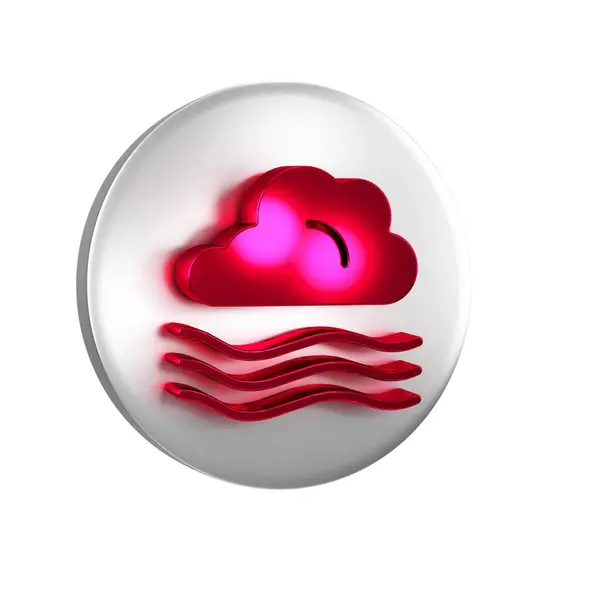 红色的风天气图标孤立在透明的背景下 云和风 银圆按钮 — 图库照片