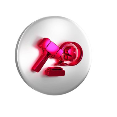 Kırmızı Açık Artırma çekiç fiyatı simgesi şeffaf arkaplanda izole edildi. Gavel, yargıç ya da müzayedecinin çekici. Teklif süreci, anlaştık. Açık arttırma teklifi. Gümüş daire düğmesi.