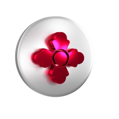 Kırmızı İtfaiyeci simgesi saydam arkaplanda izole edildi. Gümüş daire düğmesi.