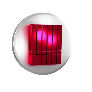 Kırmızı Sigara simgesi şeffaf arkaplanda izole edildi. Tütün tabelası. Sigara içme sembolü. Gümüş daire düğmesi.