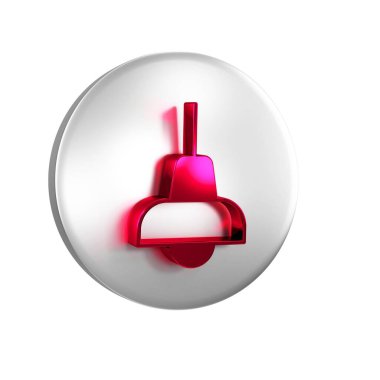 Kırmızı Lamba asılı simgesi şeffaf arkaplanda izole edildi. Tavan lambası ampulü. Gümüş daire düğmesi.