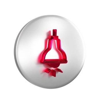 Kırmızı Lamba asılı simgesi şeffaf arkaplanda izole edildi. Tavan lambası ampulü. Gümüş daire düğmesi.