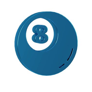 Mavi bilardo bilardo topu simgesi şeffaf arkaplanda izole edildi. .