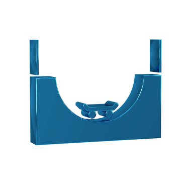 Mavi Kaykay Parkı simgesi şeffaf arkaplanda izole edildi. Rampa seti, paten parkı için merdiven. Sıra dışı spor. .