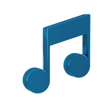 Mavi Müzik notası, ton simgesi şeffaf arkaplanda izole edildi. .
