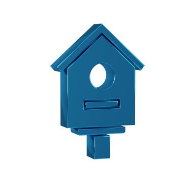 Mavi Kuş evi simgesi şeffaf arkaplanda izole edildi. Yuva kutusu kuş evi, kuşlar için ev yapımı bina.. .