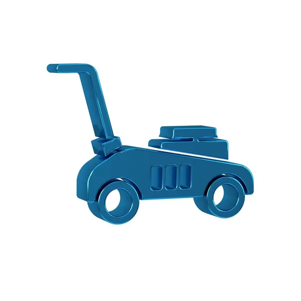 Blue Lawn Mower Icon Isolated Transparent Background Lawn Mower Cutting — Stock Photo, Image