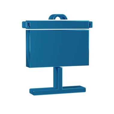 Mavi Projeksiyon ekran simgesi şeffaf arkaplanda izole edildi. İş sunumu slaytlar, bilgi grafikleri ve video gibi görsel içerik. .