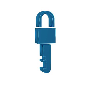 Mavi Kilitli anahtar simgesi şeffaf arkaplanda izole edildi. .