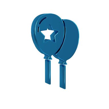 Şeffaf arkaplanda izole edilmiş kurdele ikonu olan mavi balonlar. Mutlu Paskalyalar. .