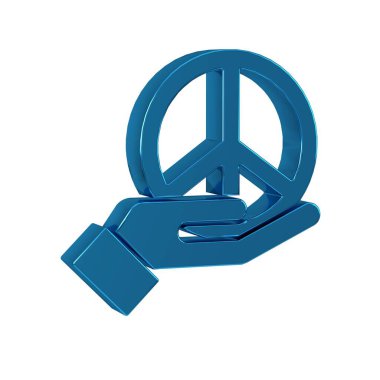 Mavi Barış simgesi şeffaf arkaplanda izole edildi. Hippi barış sembolü. .