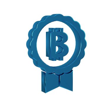 Mavi Kripto para birimi Bitcoin simgesi şeffaf arkaplanda izole edildi. Madeni para. Engelleme zinciri tabanlı güvenli kripto para birimi. .