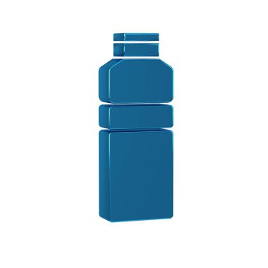 Mavi Fitness karıştırıcı simgesi şeffaf arkaplanda izole edildi. Su ve protein kokteylleri için kapaklı spor sallama şişesi.. .