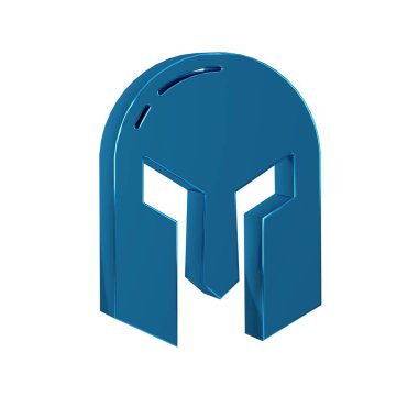 Baş koruma simgesi için mavi ortaçağ demir miğferi şeffaf arkaplanda izole edildi. .