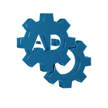 Mavi Reklam simgesi şeffaf arkaplanda izole edildi. Pazarlama ve tanıtım süreci kavramı. İlgili reklamlar. Sosyal medya reklamcılığı. .