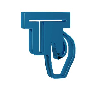 Kart okuyucu simgesine eklenen mavi kredi kartı şeffaf arkaplanda izole edildi. ATM para makinesi. .