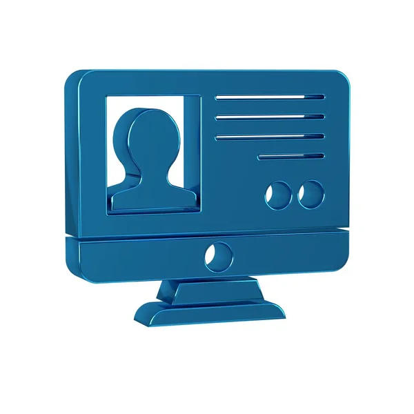 Blue Create account screen icon isolated on transparent background. .
