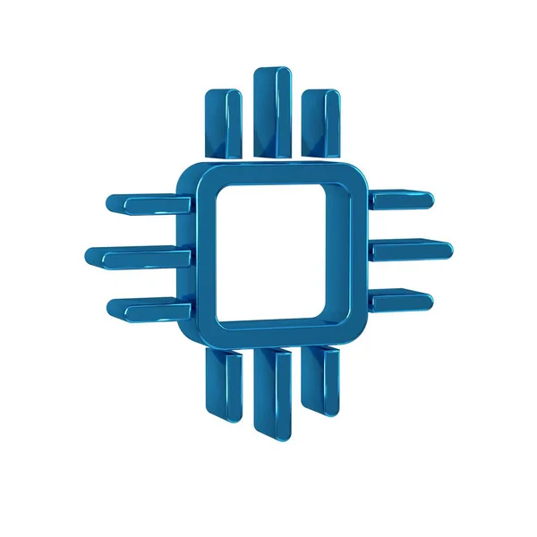 Blue Computer processor with microcircuits CPU icon isolated on transparent background. Chip or cpu with circuit board. Micro processor. .