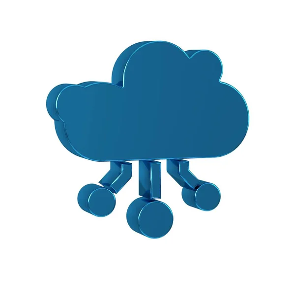 Blue Internet of things icon isolated on transparent background. Cloud computing design concept. Digital network connection. .