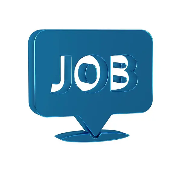 Blue Speech bubble with job icon isolated on transparent background. Recruitment or selection concept. Search for employees and job. .