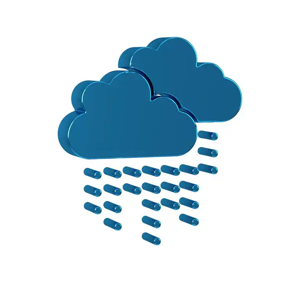 Blue Cloud with rain icon isolated on transparent background. Rain cloud precipitation with rain drops. .