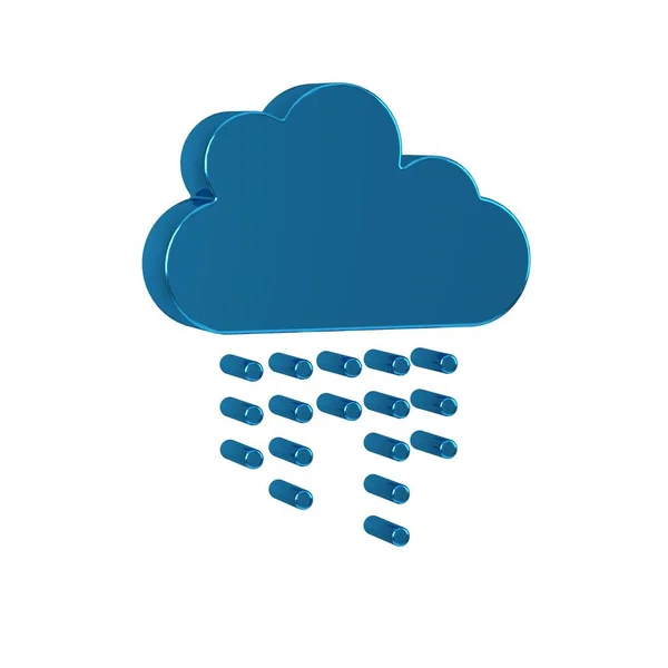 Blue Cloud with rain icon isolated on transparent background. Rain cloud precipitation with rain drops. .