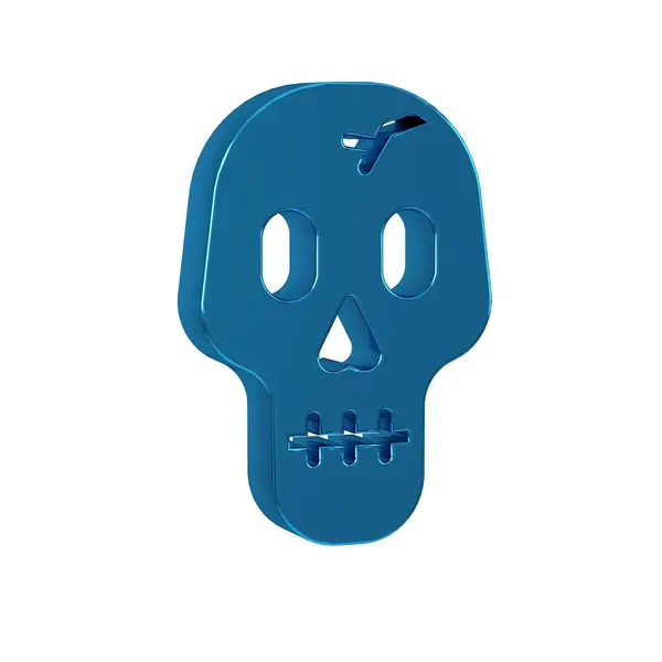 Blue Skull icon isolated on transparent background. Happy Halloween party. .
