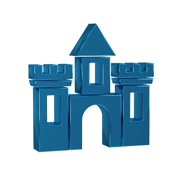 Blue Castle icon isolated on transparent background. Medieval fortress with a tower. Protection from enemies. Reliability and defense of the city. .