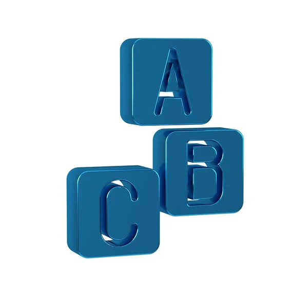 ブルーAbcは 透明な背景で隔離されたアイコンをブロックします 文字A Cのアルファベットキューブ — ストック写真