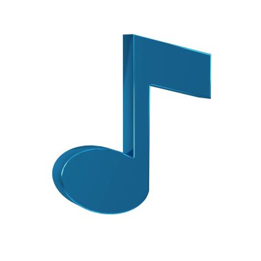 Mavi Müzik notası, ton simgesi şeffaf arkaplanda izole edildi. .
