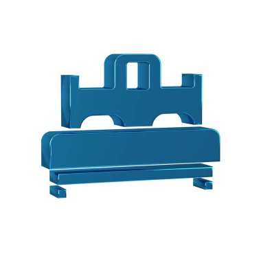 Mavi yatak odası simgesi şeffaf arkaplanda izole edildi. Düğün, aşk, evlilik sembolü. Balayı koleksiyonundan yatak odası yaratıcı ikonu. .