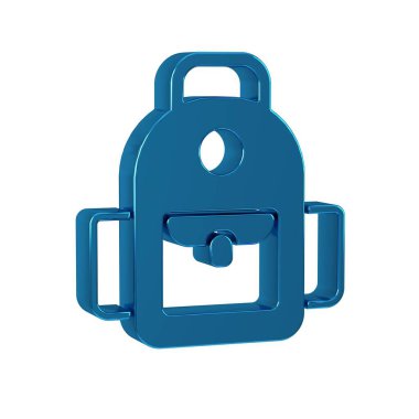 Mavi Okul sırt çantası simgesi şeffaf arkaplanda izole edildi. .