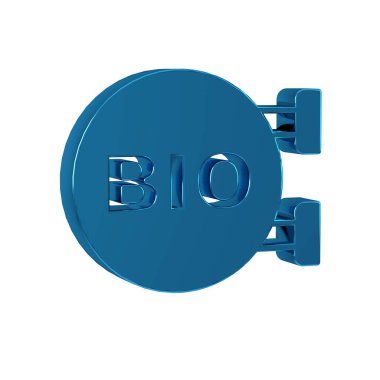 Mavi Bio yeşil sağlıklı yiyecek simgesi şeffaf arkaplanda izole edildi. Organik ürün. Sağlıklı yemek etiketi. .