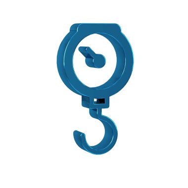 Mavi El ölçekli yay mekanik simgesi şeffaf arkaplanda izole. .