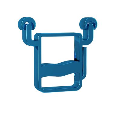 Mavi Havlu, şeffaf arkaplanda izole edilmiş bir askı simgesi. Banyo havlusu simgesi. .