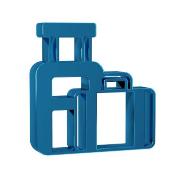 Seyahat simgesi için mavi bavul şeffaf arkaplanda izole edildi. Seyahat bagaj tabelası. Seyahat bagaj simgesi. .