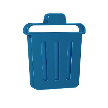 Mavi Çöp Kutusu simgesi şeffaf arkaplanda izole edildi. Çöp kutusu tabelası. Sepet simgesini geri dönüştür. Ofis çöp simgesi. .