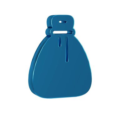 Mavi Eski Para Çantası simgesi şeffaf arkaplanda izole edildi. Nakit Bankacılık işareti. 