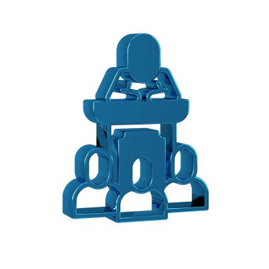 Mavi Müzayedeci şeffaf arka planda izole edilmiş simge satıyor. Açık artırma işi, teklif ve satış.. 