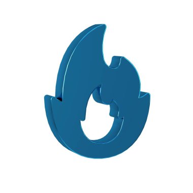 Mavi Ateş alev simgesi şeffaf arkaplanda izole edildi. 