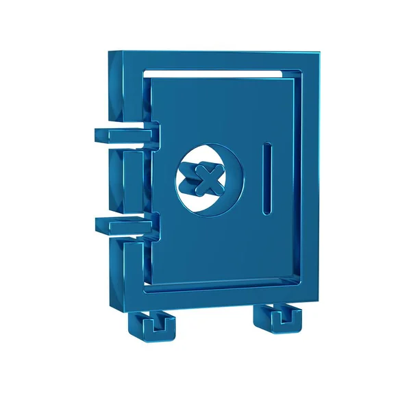 Blue Safe icon isolated on transparent background. The door safe a bank vault with a combination lock. Reliable Data Protection. .