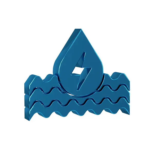 Blue Water energy icon isolated on transparent background. Ecology concept with water droplet. Alternative energy concept. .
