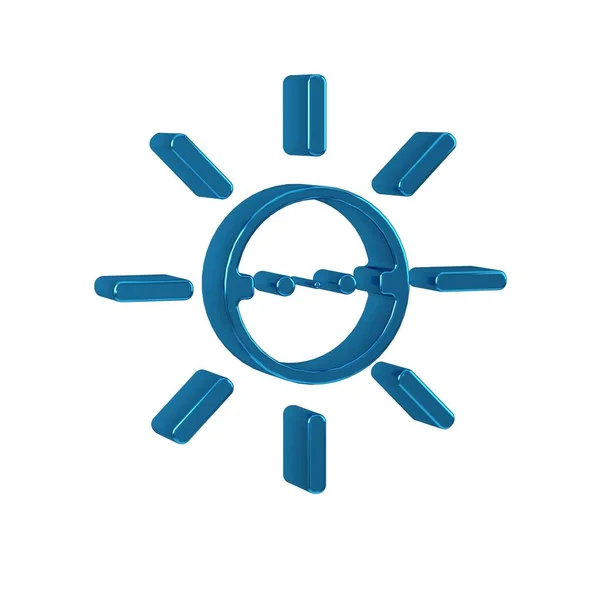 Blue Solar energy panel icon isolated on transparent background. Sun with lightning symbol. .