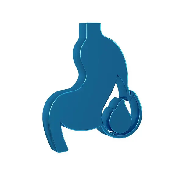 Blue Stomach heartburn icon isolated on transparent background. Stomach burn. Gastritis and acid reflux, indigestion and stomach pain problems. .