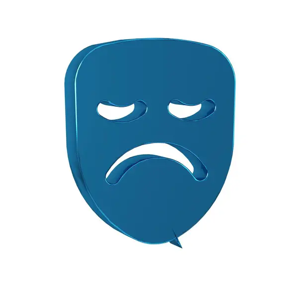 Blue Drama theatrical mask icon isolated on transparent background. .