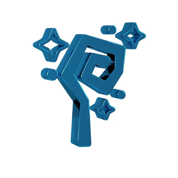Blue Magic staff icon isolated on transparent background. Magic wand, scepter, stick, rod.