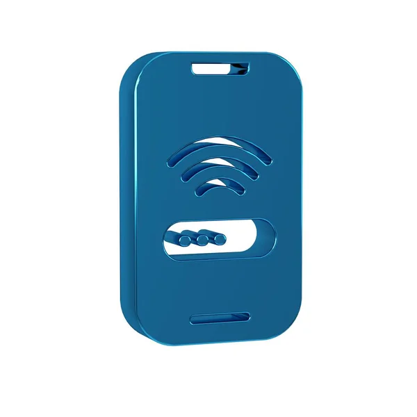 Blue Smartphone with free wi-fi wireless connection icon isolated on transparent background. Wireless technology, wi-fi connection, wireless network.